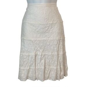 STUDIO WEST 100% Cotton Embroidered Tiered Skirt Sz L
